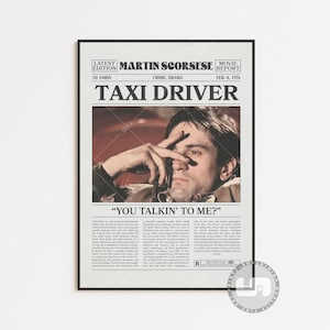 Poster Taxi Driver, Martin Scorsese, Poster del film, Giornale retrò, Arte murale in bianco e nero, Stampa artistica retrò vintage, Poster del film personalizzato