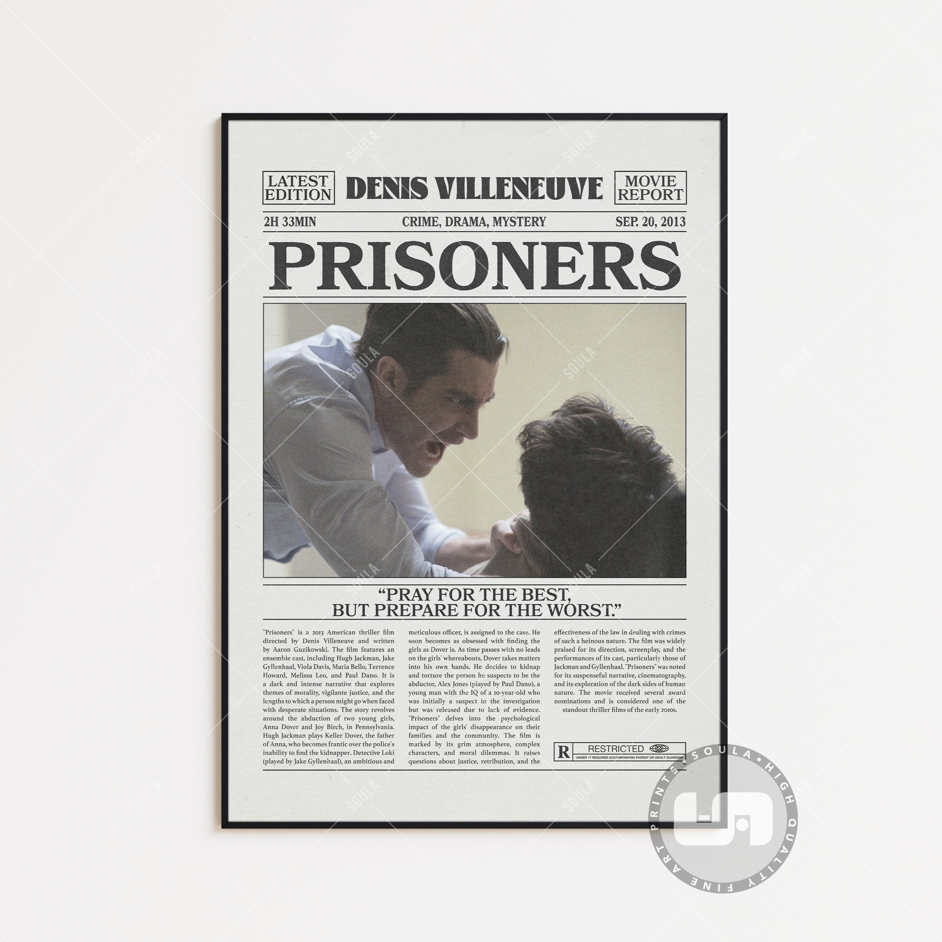 Prisoners Poster, Denis Villeneuve, Movie Poster, Retro Newspaper, Black White Wall Art, Vintage Retro Art Print, Custom Movie Poster