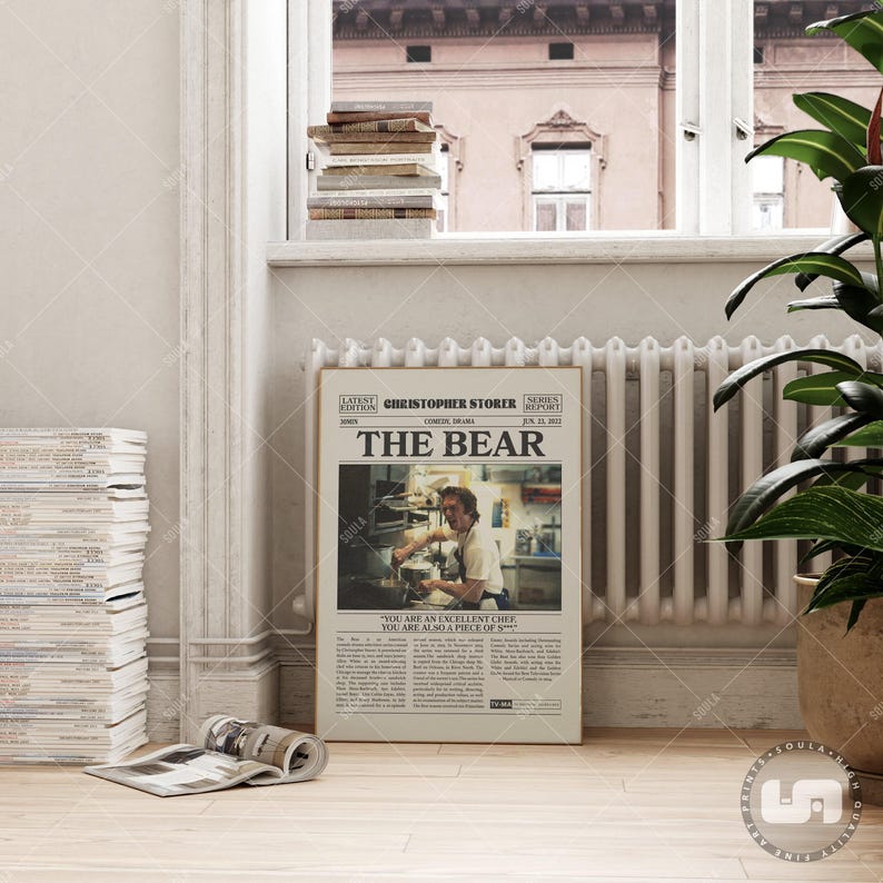 The Bear Poster, Jeremy Allen White, TV Series Poster, Retro Newspaper, Black White Wall Art, Vintage Retro Art, Custom Tv Show Poster image 3
