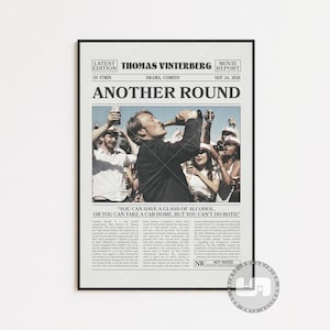 Noch ein rundes Poster, Thomas Vinterberg, Retro Zeitung Film Poster, Schwarz Weiß Wand Kunst, Vintage Retro Kunstdruck