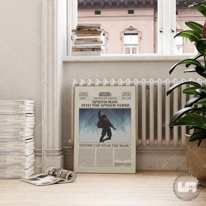 Spider-Man: Un nuovo universo Poster, Poster del film, Giornale retrò, Arte murale in bianco e nero, Stampa artistica retrò vintage, Film personalizzato immagine 3