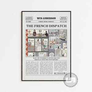 Poster di The French Dispatch, Wes Anderson, poster del film, giornale retrò, arte murale in bianco e nero, stampa artistica retrò vintage, poster del film personalizzato