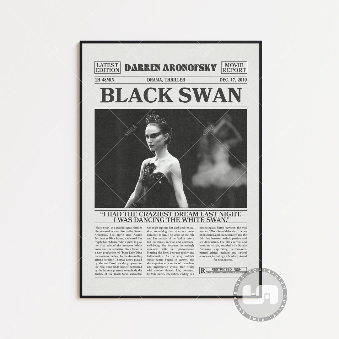 Black Swan Movie Poster: Darren Aronofsky, Retro Newspaper Art Print - Etsy