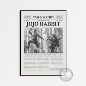 JoJo Rabbit, Taika Waititi, Poster retrò del film di giornale, Arte murale in bianco e nero, Stampa artistica retrò vintage