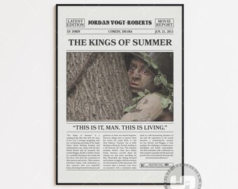 Póster de Los reyes del verano, Jordan Vogt-Roberts, póster de película, periódico retro, arte mural en blanco y negro, lámina de arte retro vintage, película personalizada