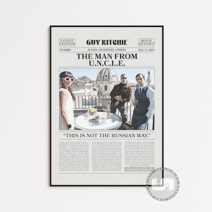 『マン・フロム・U.N.C.L.E.』ポスター、ガイ・リッチー、映画ポスター、レトロな新聞、白黒ウォールアート、ヴィンテージレトロアートプリント、カスタム映画