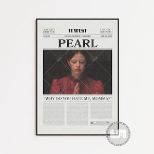 Pearl Poster, Ti West, Filmposter, Retro Zeitung, Schwarz Weiß Wandkunst, Vintage Retro Kunstdruck, Custom Film