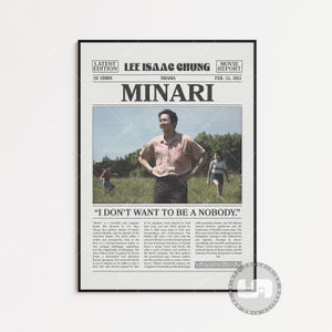 Minari, Lee Isaac Chung, Retro Zeitung Film Poster, schwarz weiß Wand Kunst, Vintage Retro Kunstdruck, Benutzerdefinierte Filmplakat, Movie Print
