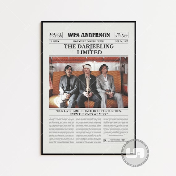The Darjeeling Limited Poster, Wes Anderson, Movie Poster, Retro 