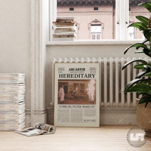 Hereditary, Ari Aster, Retro Newspaper Movie Poster, Black White Wall Art, Vintage Retro Art Print image 3