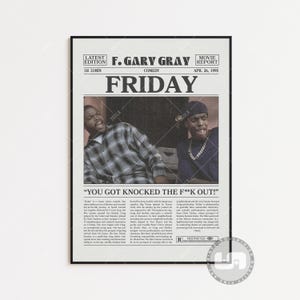 Friday, F. Gary Gray, Retro Newspaper Movie Poster, Black White Wall Art, Vintage Retro Art Print