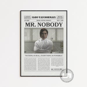 Mr. Nobody Poster, Jaco Van Dormael, Filmplakat, Retro Zeitung, Schwarz Weiß Wand Kunst, Vintage Retro Kunstdruck, Individuell hergestelltes Filmplakat