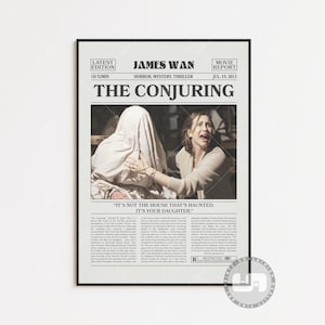 Poster di The Conjuring, James Wan, poster del film, giornale retrò, arte murale in bianco e nero, stampa artistica retrò vintage, poster del film personalizzato