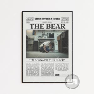 Poster di Bear, Jeremy Allen White, poster di serie TV, giornale retrò, arte murale in bianco e nero, arte retrò vintage, poster di programmi TV personalizzati
