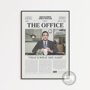 Poster di The Office, Greg Daniels, poster di serie TV, giornale retrò, arte murale in bianco e nero, stampa artistica retrò vintage, poster di programmi TV personalizzati
