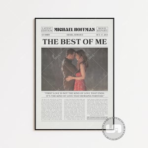 Poster The Best of Me, Michael Hoffman, poster del film, giornale retrò, arte murale in bianco e nero, stampa artistica retrò vintage, poster del film personalizzato