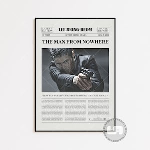 The Man from Nowhere Poster, Lee Jeong-beom, Filmposter, Retro Zeitung, Schwarz Weiß Wand Kunst, Vintage Retro Kunstdruck, Custom Film