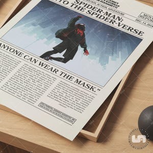 Spider-Man: Un nuovo universo Poster, Poster del film, Giornale retrò, Arte murale in bianco e nero, Stampa artistica retrò vintage, Film personalizzato immagine 5