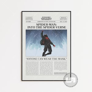 Spider-Man: Un nuovo universo Poster, Poster del film, Giornale retrò, Arte murale in bianco e nero, Stampa artistica retrò vintage, Film personalizzato Colored