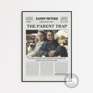 Poster di Genitori in trappola, Nancy Meyers, locandina del film, giornale retrò, stampa artistica da parete in bianco e nero, stampa artistica retrò vintage, poster del film personalizzato