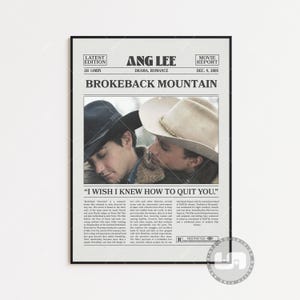 Brokeback Mountain, Ang Lee, Retro Zeitung Film Poster, Schwarz Weiß Wand Kunst, Vintage Retro Kunstdruck