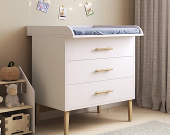 Cómoda cambiador convertible para bebé, cómoda infantil con tapa extraíble.