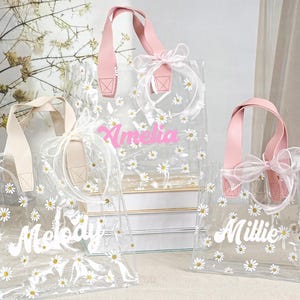 Personalized Daisy Flower Girl Gift Bag with Ribbon
