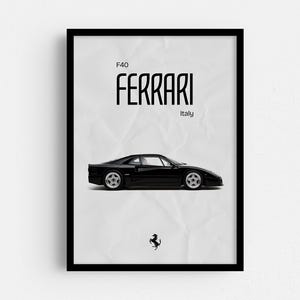 Ferrari F40 Poster, Supercar Art Print, Hypercar Poster, Classic Ferrari Print, Digital Download, Car Enthusiast Gift, Luxury Wall Decor