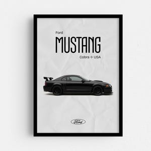 Ford Mustang Cobra Poster, Digital Download, American Muscle Car Poster, Sports Car Print, Art Print, Home Decor, Wall Decor, Garage Decor
