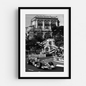 Arte de parede do Grande Prêmio de Mônaco de F1, Fórmula 1 em preto e branco, Arte de parede de corrida | Arte de Fórmula 1 | Produtos de F1 | Pôster esportivo, Ferrari Fórmula 1
