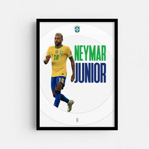 Neymar Junior Design Poster, Brazilian Football Star, Brazil National Soccer Team, Gift to Grandson, Present Ideas for Sport Enthusiasts