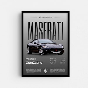 Maserati GranCabrio Poster - Luxury Sports Car Wall Art - Italian Car Print - Convertible Car Decor - Gift for Car Enthusiasts - Car Art