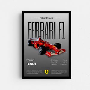 Formula 1 Ferrari Poster - Racing Car Wall Art - Ferrari F1 Print - Luxury Sports Car Decor - Gift for Motorsport Fans - Racing Car Lovers