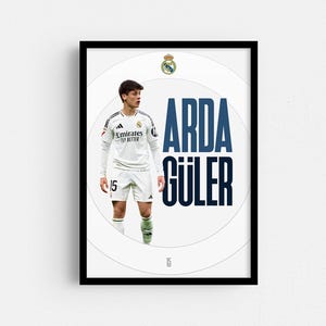 Pôster de Arda Güler, decoração de quarto, arte de parede, decoração de casa, pôster de esportes, esportes, download digital, pôster de Arda Güler, pôster do Real Madrid
