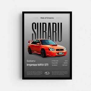 Subaru Impreza WRX STI Poster - JDM Car Wall Art - Sport Car Print - Racing Car Decor - Gift for Car Enthusiasts - Garage Wall Poster