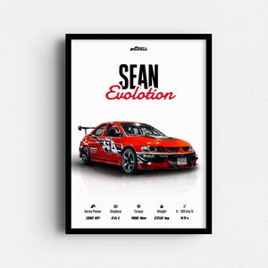 Sean’s MITsubishi Evo Poster, JDM Evolution IX Wandkunst, Fast & Furious Tokyo Drift Auto Druck, TUNER Auto Dekor, Geschenk für JDM Liebhaber