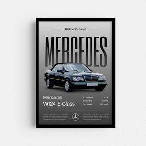 Mercedes W124 Classic Car Poster - Luxury Car Wall Art - Vintage Mercedes Benz Print - Car Enthusiast Gift - W124 Auto Decor