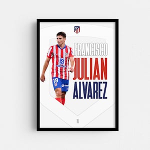 Pôster de Julián Álvarez, Pôster do Atlético Madrid, Impressão de Julián Álvarez, Pôster de esportes, Arte de parede de futebol, Pôster de quarto, Pôster de jogador de futebol