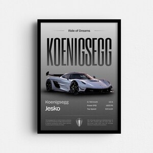 Koenigsegg Jesko Poster, Jesko Druck, Auto-Druck, Auto Wandkunst, Auto Poster, Jungen Zimmer Dekor