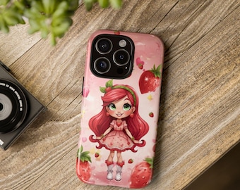 iPhone Cute Strawberry inspired Case, Kawaii Phone Cover, Girly Accessories, Gifts for Her, Cute Phone Protection