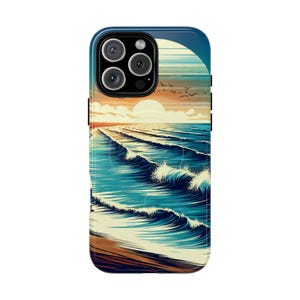 Ocean Waves iPhone Tough Magnetic Phone Case, Protective Phone Cover, Sea Beach Design, Unique Cellphone Case, Gift for Surfers, Water