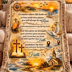 Custom Faith Blanket, Personalized Christian Gift for Couples, Long Distance Love Blanket, Religious Anniversary Gift, Scripture Throw