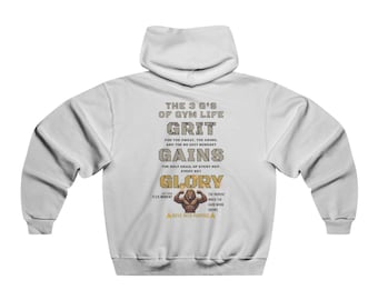 Gym Motivational Hoodie: Grit, Gains & Glory Grafikdesign