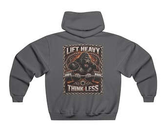 Lift Heavy Think Less gym gorilla hoodie