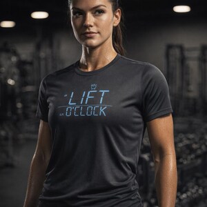 AM LIFT O’CLOCK Gym Shirt – Moisture-Wicking Athletic Tee for Women, Fitness Motivation Workout Top, Premium Gym Apparel