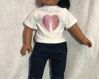 18" Doll Outfit Jeans & Heart Top