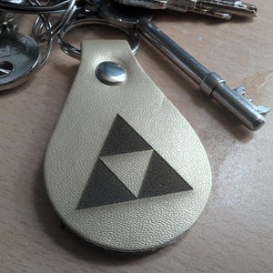 Triforce PU Leather Keychain - Laser Engraved Triforce Keychain 8cm x 6.5cm - Zelda Fan Gift