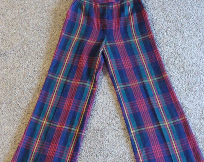 Ugly Christmas Bellbottom Ensemble 1970s Plaid Pants and Clashing Hat Womens Size Small Etsy