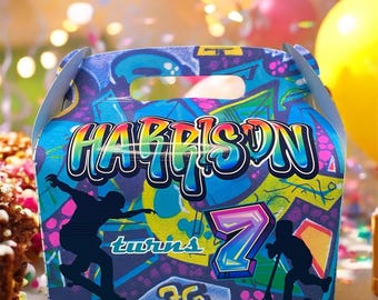 Graffiti Skateboard Scooter Kleurrijke Feestbedankjes Doos Gepersonaliseerde Traktaties Tassen