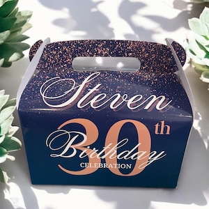 Gold and Glitters Personalised Party Favour Gable Boxes, Unique Gift Party Giveaway, Custom Designed Party / Lolly Bags for your event theme